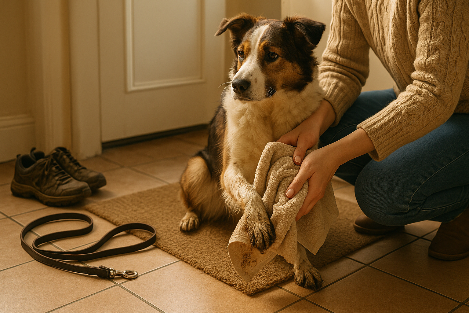 Čistenie labiek psa po jarnej prechádzke